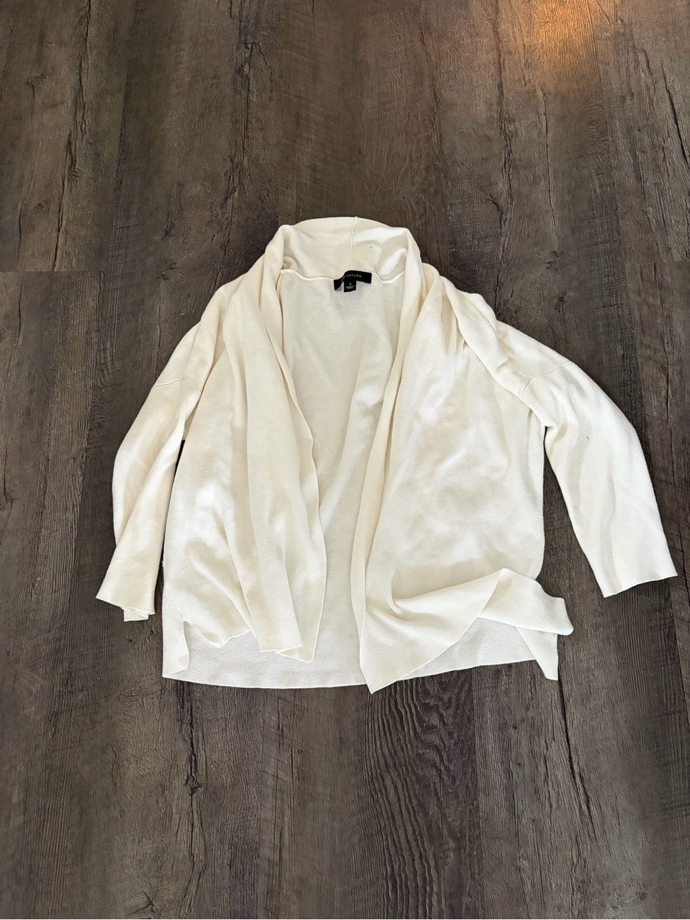 Ann Taylor Open-Front Cream Cardigan Sweater